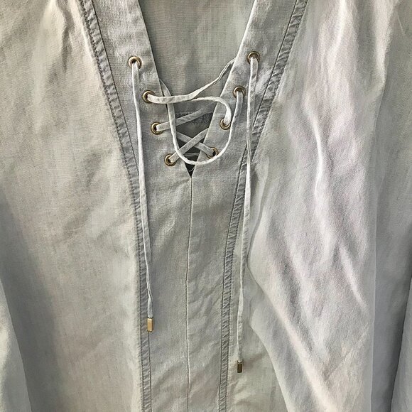 Women's Zara lace-front light blue cropped shirt - Size XL - Picture 3 of 6